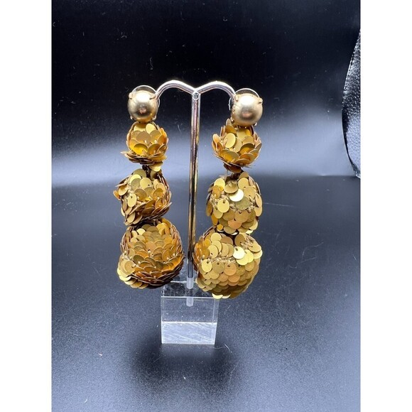 J. Crew Gold Sequin Earrings - Picture 2 of 4